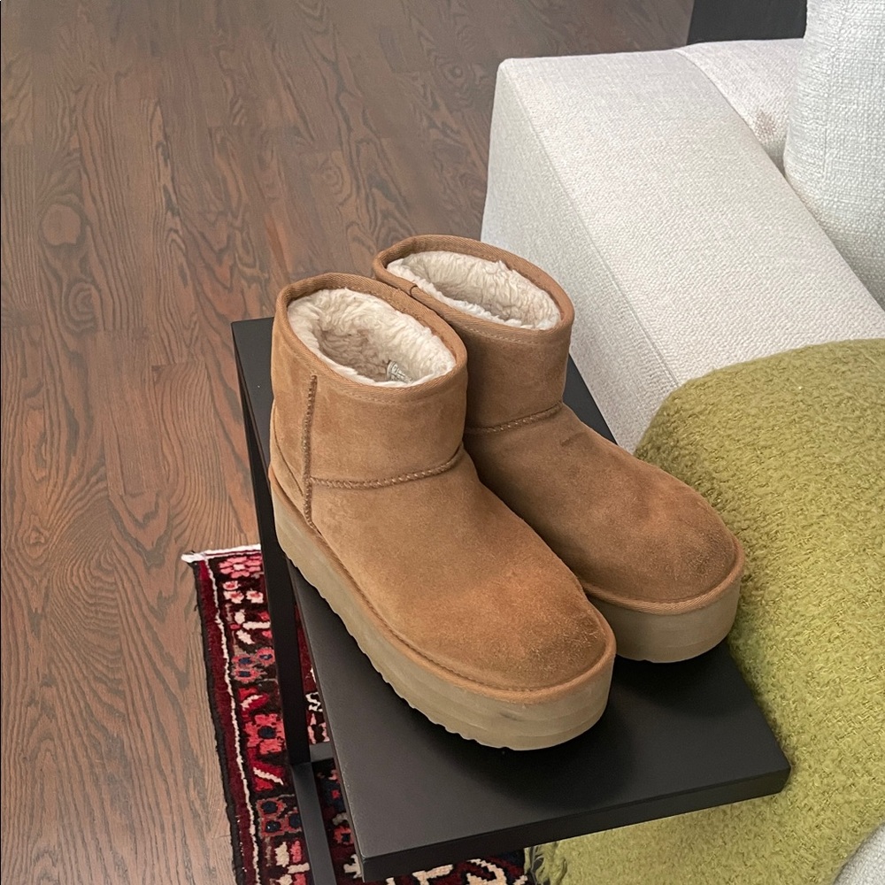 UGG Chestnut Suede Platform Boots